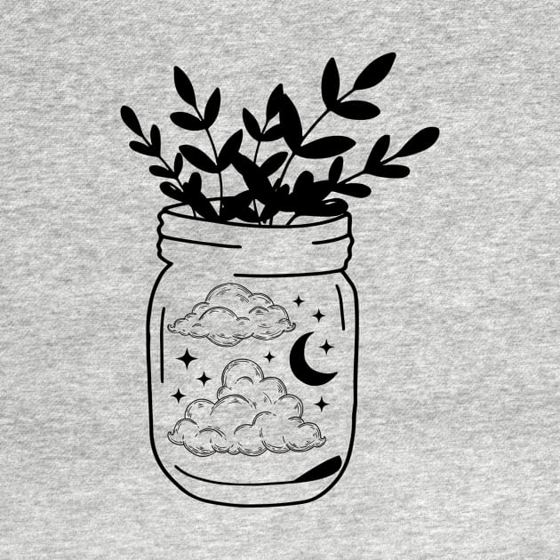 Moon and clouds in a jar aesthetic space stars sky by Shaymalily